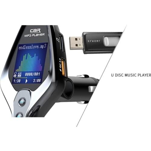 Car MP3 Bluetooth 5.0 Player Radio FM Transmitter QC3.0 Fast Charger Support TF Card AUX Car Adapter with TFT Screen