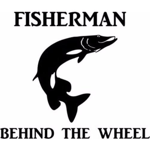 Car styling 11.5CM*10CM Personalized Fashion Fishing Behind The Wheel Fisherman Window Stickers