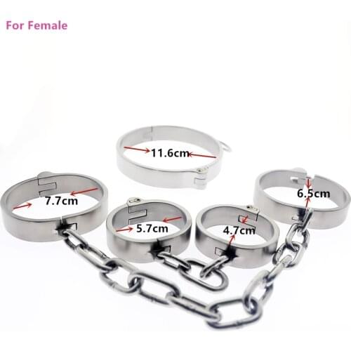 BDSM Bondage Slave Stainless Steel Adjustable Handcuffs Restraints Ankle Cuff Restraints Adult Sex Toys for couple