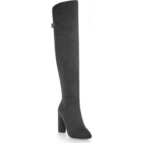 Big Size 11 12 13 14 15 Women Long Boots Woman Over The Knee Boot Inner zipper Pure color Coarse heel boots