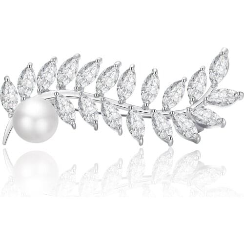 Minority design French multi style irregular Leaf Brooch alloy Pearl Brooch female accessories