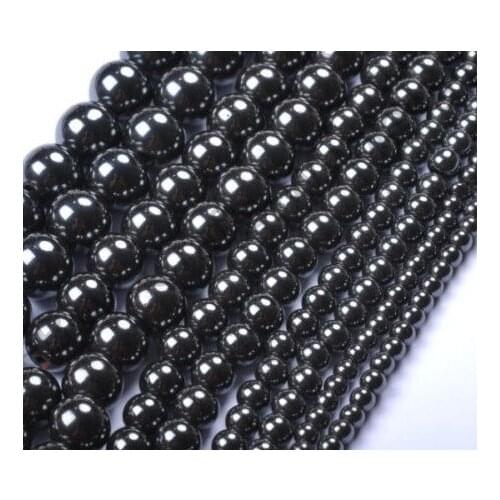 4 6 8 10 MM Fhjrt3ng Natural Stone Black Gold Colorful ball Hematite crystal Beads can Pick Size For Jewelry Making