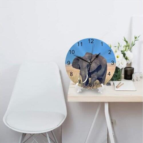 Elephant Pattern Wall Decor Clock Numeral Digital Dial Mute Silent Digital Clocks Battery Operated Clocks for Kitchen Bedroom