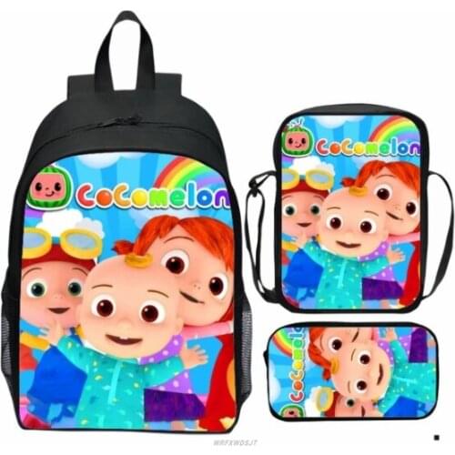 Cocomelon Childrens School Bag 3pcs Backpack Children School Boys and Girls Mochilas Infantil Cartoon Backpack