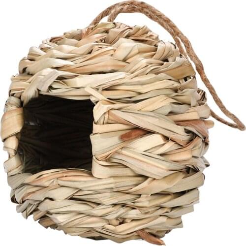 Hummingbird House Outside Nesting Woven Window Birdhouse Sill Hallway Grass Bird Hut for Lawn Garden Outdoor Yard Backyard