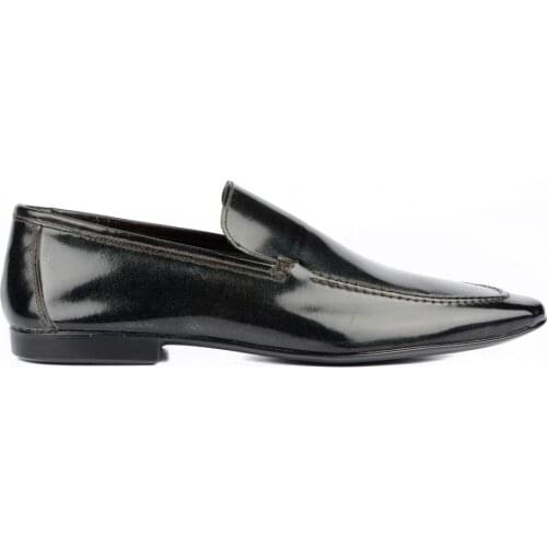 FootCourt- Anthracite Color Shoes For Men Black Genuine Leather Casual Shoes Classic Shoes New Made in Turkey Made in istanbul