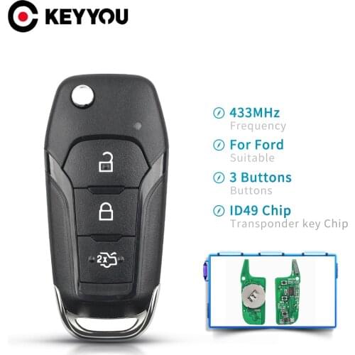KEYYOU 5X Remote Car Key 3 Buttons 433Mhz FSK ID49 Chip DS7T-15K601-B For Ford S-MAX GALAXY MONDEO Mk2 Mk7 Explorer Ranger