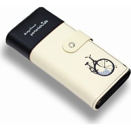 Cartoon Bicycle Women Wallets Clutch Leather Long Purse Card Holder Business Bag Big Capacity