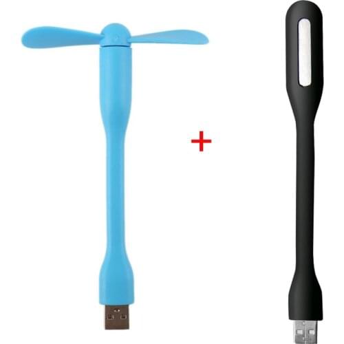 Creative USB Fan Flexible Portable Mini Fan And USB LED Light Lamp For Power Bank & Notebook & Computer Summer Gadget