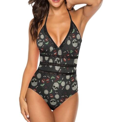 Gothic Swimsuit Lace Fashionable Elegant Swimwear Surf 1-Piece Teen Bathing Suit