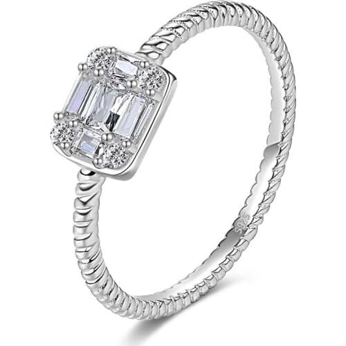 【MeibaPJ】New Fashion Classic Square Zirconium Ring S925 Sterling Silver for Women Fine Weddings Jewelry Gifts