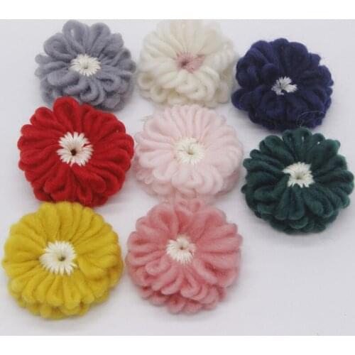 8 Colors DIY Sweet Knit Flowers Baby Headbands Fashion Girls Sunflowers Sweater Hair Accessories Toddler Winter Hair Wear