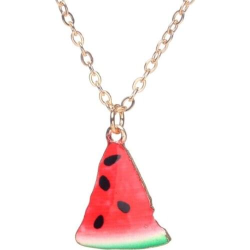 Cute Fruit Watermelon Handmade Charm Pendant Necklace Gift For Women Best Friends New Fashion Jewelry Wholesale