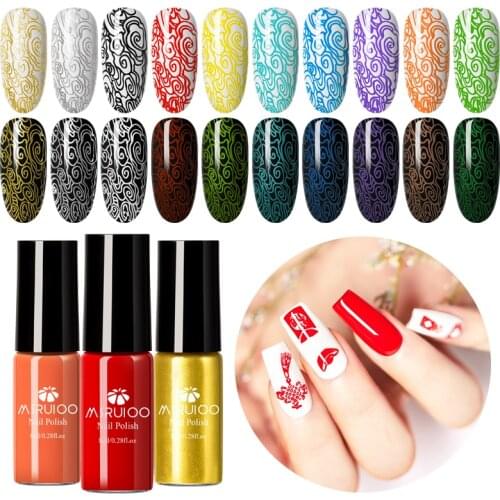 MSRUIOO 8ml Nail Stamping Gel Polish Black White Stamp Print Oil UV Gel Lacquer Soak Off Gel Varnish for Nail Art Stamping Plate