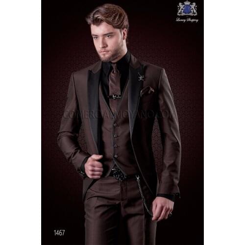 Latest Coat Pant Designs Brown Italian Men Suit Slim Fit 3 Piece Tuxedo Gentle Custom Suits Groom Prom Blazer Terno Masuclino 65