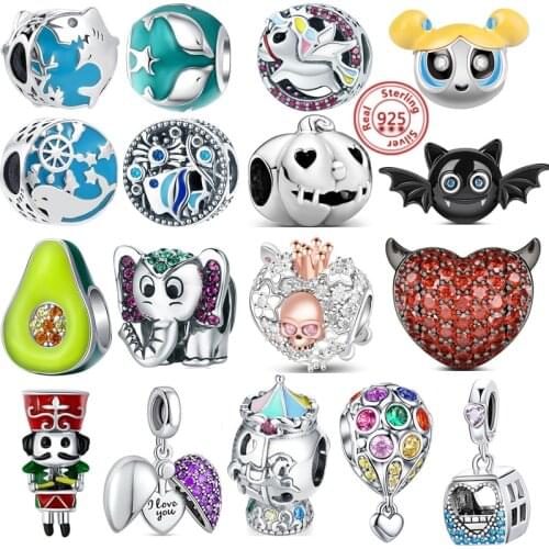 New Arrival Halloween Bat Demon Skull Carousel Dolphin Multicolor Charm Bead Fit Original Pandora Bracelet Women Fashion Jewelry