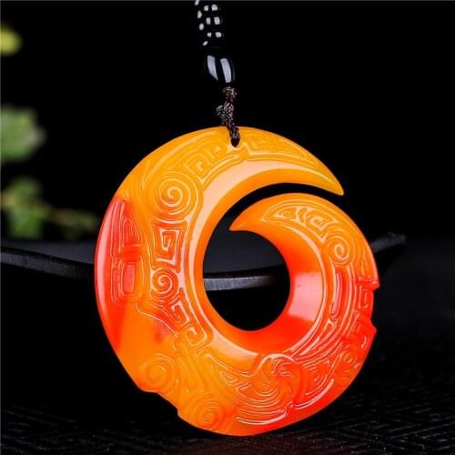 Charming yellow jade mens and womens luck dragon Pendant