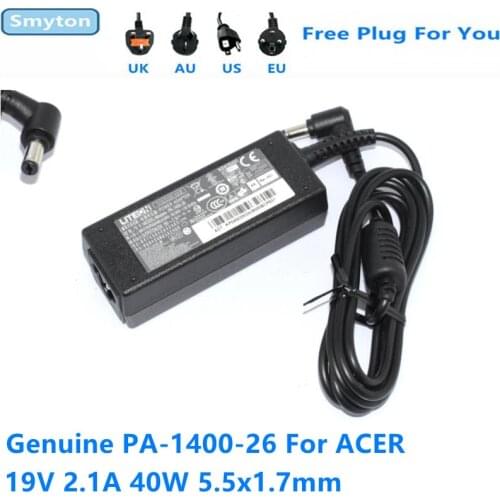 Genuine Laptop Charger 40W 19V 2.1A Liteon PA-1400-26 AC Adapter Power Supply For ACER ASPIRE R3 E3-112-C6QL G277HL ADP-40PH BB