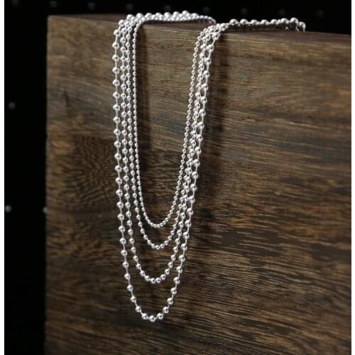 925 sterling silver jewellery vintage Chinese style fashion necklace for women and men personality bead bare necklace Chain