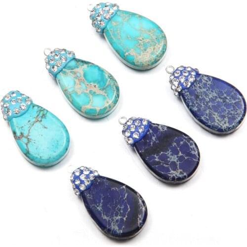 Natural Stone Pendants With Charms Oval shape Emperor Stone Exquisite charms for Jewelry Making DIY Necklace Accessories