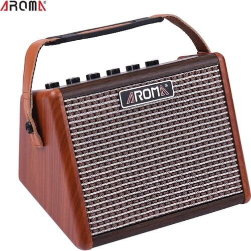 AROMA AG-15A 15W Portable Acoustic Guitar Amplifier Amp BT Speaker Built-in Rechargeable Battery with Microphone Interface New