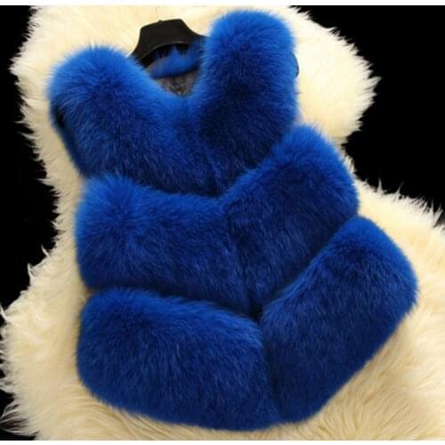 Plus size 4XL !autumn Winter Women Thick Warm Faux Fox Fur Vest High Quality Fashion O-Neck Short Fur Coat Women