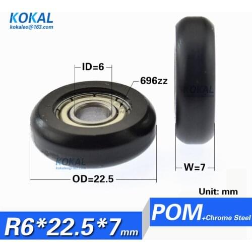 Free Shipping 10PCS PC material 696zz bearing coated roller wheel round 6*22.5*7 bearing wheel