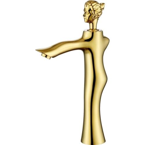 Single hole /handle gold Finish Bathroom Vessel Sink Beauty Faucet Mixer Tap tall deck mounted Luxurious unique design