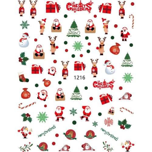 3D nail art stickers for kids body tattoo christmas party Santa Claus deers tree self adhesive nail decal YJ037