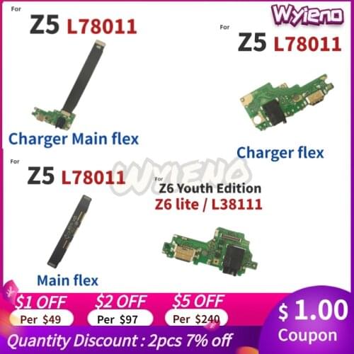 Wyieno For Lenovo Z5 Z6Lite USB Dock Charger Charging Port Main Board Mothboard Connect LCD Flex Cable Microphone Headphone Jack