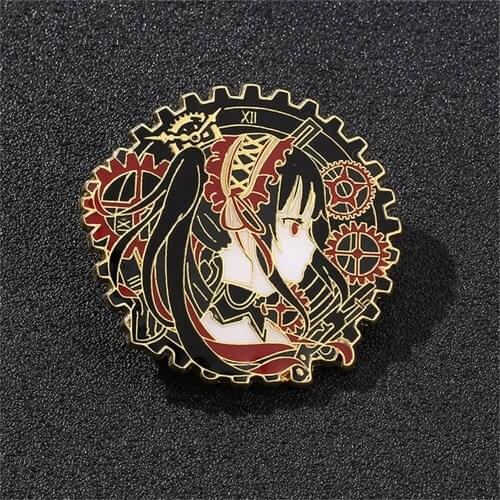 Japan Anime DATE A LIVE Kurumi Brooch Cosplay Enamel Lapel Pins Metal Badge Animation Peripherals Brooches Bag Souvenir Gift