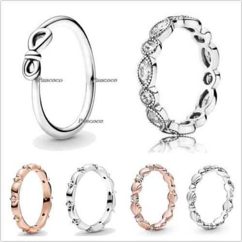 925 Sterling Silver Ring Classic Infinity Knot With Crystal Rings For Women Wedding Gift Fashion Jewelry