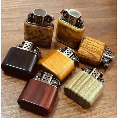 Zorro Wood Shell Kerosene Lighter Brass Retro Old Nine Doors Collection Machine Windbreak Cigarettes Accessory Smoking Gadgets