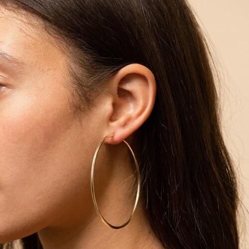 1Pair 7CM*7CM European American Oversize Earrings Gold Color 316L Stainless Steel Glossy Fashion Exaggeration Earrings