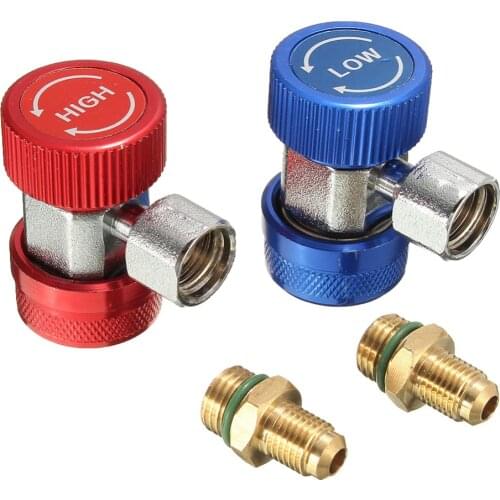 1PCS Car 90 Degree AC Air Conditioner High Low R134a Quick Coupler Adapter Connector Remover Tool Air Conditioning Accessories