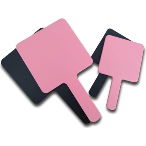 100pcs Print Logo HD Handle Makeup Mirror Hand Hold Beauty Salon Makeup Mirror Dental Portable Retro Cute Mirror