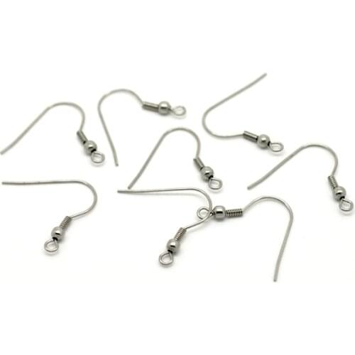 100pcs Women Earring Components Earring Findings DIY Stainless steel Earring Hooks Ear Hooks For Jewelry 18mm