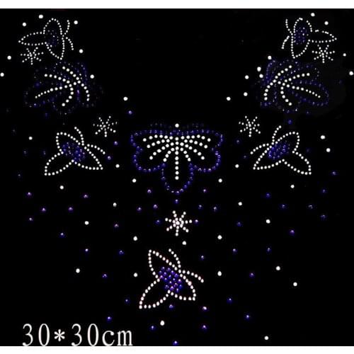 2pc/lot Garment neckline patches strass iron hot fix rhinestone motif rhinestone iron on transfers designs