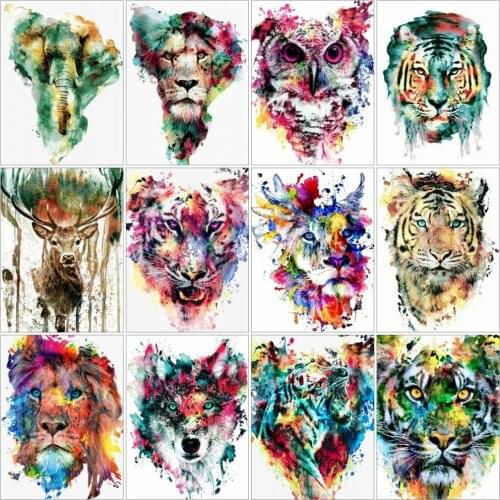HUACAN Full Drill Diamond Painting Animal Owl Mosaic Embroidery Tiger Cross Stitch Rhinestones Picture Handcraft