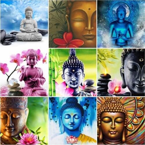 Huacan Diamond Embroidery Buddha Statue Picture Beading Diamond Painting Full Drill Diamond Mosaic Sale Cross Stitch Needlework