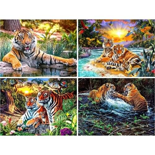 ARMYQZ DIY Diamond Painting Full Square Animal Embroidery Tiger Home Decoration New Arrival Mosaic Handmade Gift