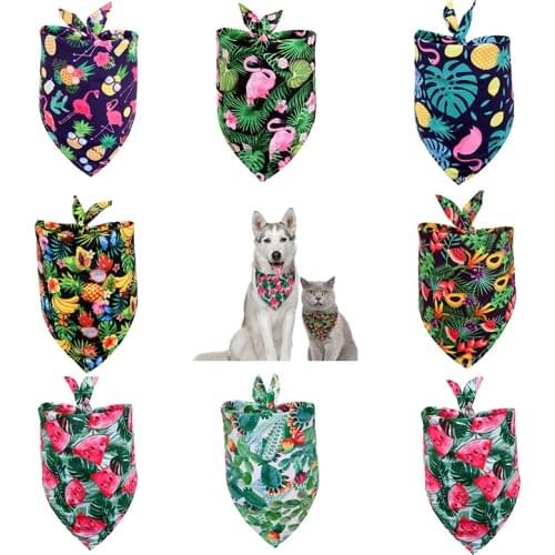1Pcs Summer Dog Bandana Dog Accessories Fruit Tropical Style Pet Cat Dog Bandanas Scarf Polyester Small Dogs Puppy Bandana Bibs