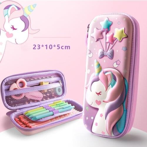 3D pencil case EVA large capacity storage box cute pink unicorn cartoon pencil case Kawaii suitable for male and female students