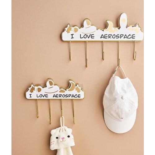 Wooden Wall Hanging Hooks Key Hooks Holder Clothes Storage Organizer Metal Wall Hooks for Hanging Clothes Home Decoration