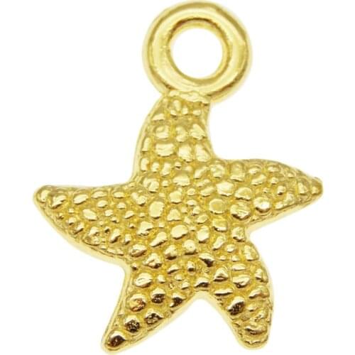 Julie Wang 20PCS Small Starfish Charms Gold Color Animal Pendant Bracelet Alloy Jewelry Making Accessory 16*13mm