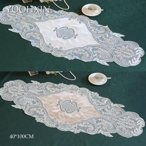 Europe Patchwork lace Embroidery bed Table Runner flag cloth cover kitchen Christmas Party birthday tablecloth Wedding decor