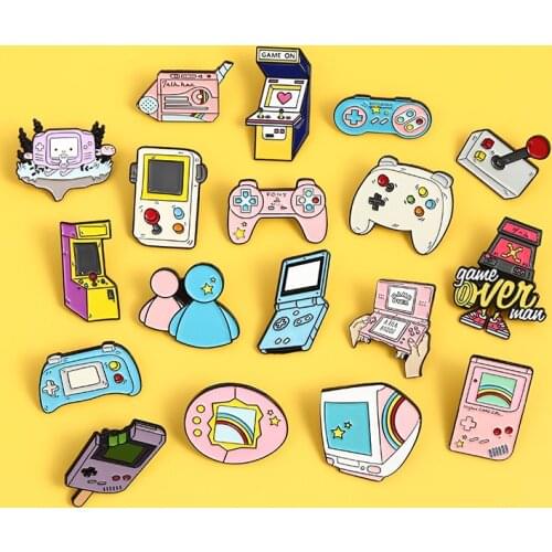 90s Gamepad Jewelry Retro Arcade Game Enamel Pins Collections Cartoon Brooches Denim Shirt Collar Badge Lapel Pins Friends Gift