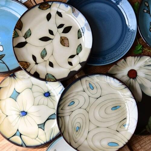 Creative Kiln Glazed Ceramic Tableware Hand-painted Steak Plate Dessert Dessert Plate Table Decoration Hotel Service Plate