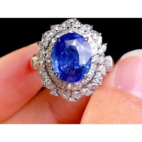 Fashion Vintage Cornflower Sapphire Gemstone Ring Necklace Luxury High Carbon Diamond Jewellery for Wedding Engagement Women
