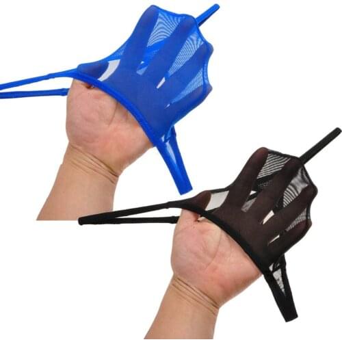 Mens Underwear Liquid Stretch Micro Thong Underwear See-Through Mesh Mens Briefs Sexy Buttocks G Strings Thong Ultra-Thin Pants